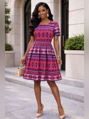 Lularoe Size Large Pink Aztec Print Amelia Dress